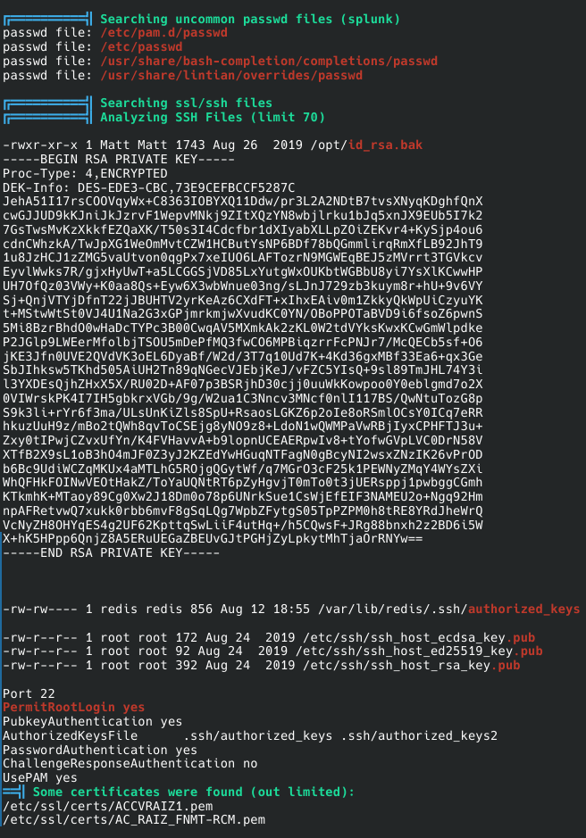 LinPEAS finding id_rsa.bak